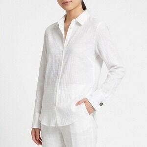 Zara Shirt Mens Small White Cotton Slim Fit Spread Collar Long Sleeve Button Up